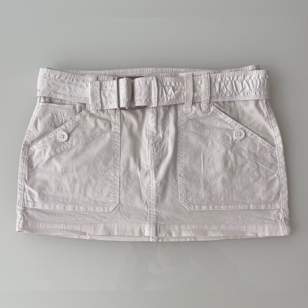 Garage Mini Belted Cargo Skirt White